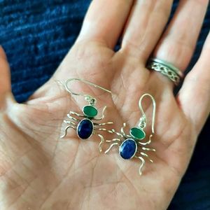 Sapphire and emerald earrings